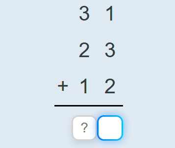 Add three numbers up to two digits each